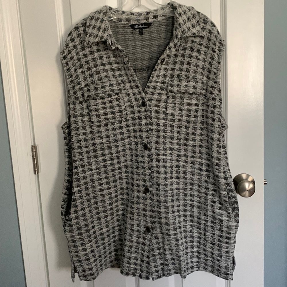 Ulla Popken Black and White Sleeveless Tweed‎ Dress
